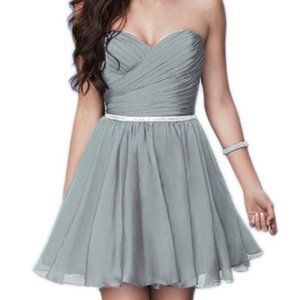 La Femme 23482 Platinum Silver Strapless Dress